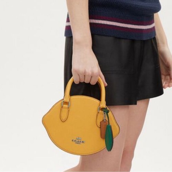 New Coach Silver/Honeycomb Lemon Crossbody # CR251 - Picture 3 of 9